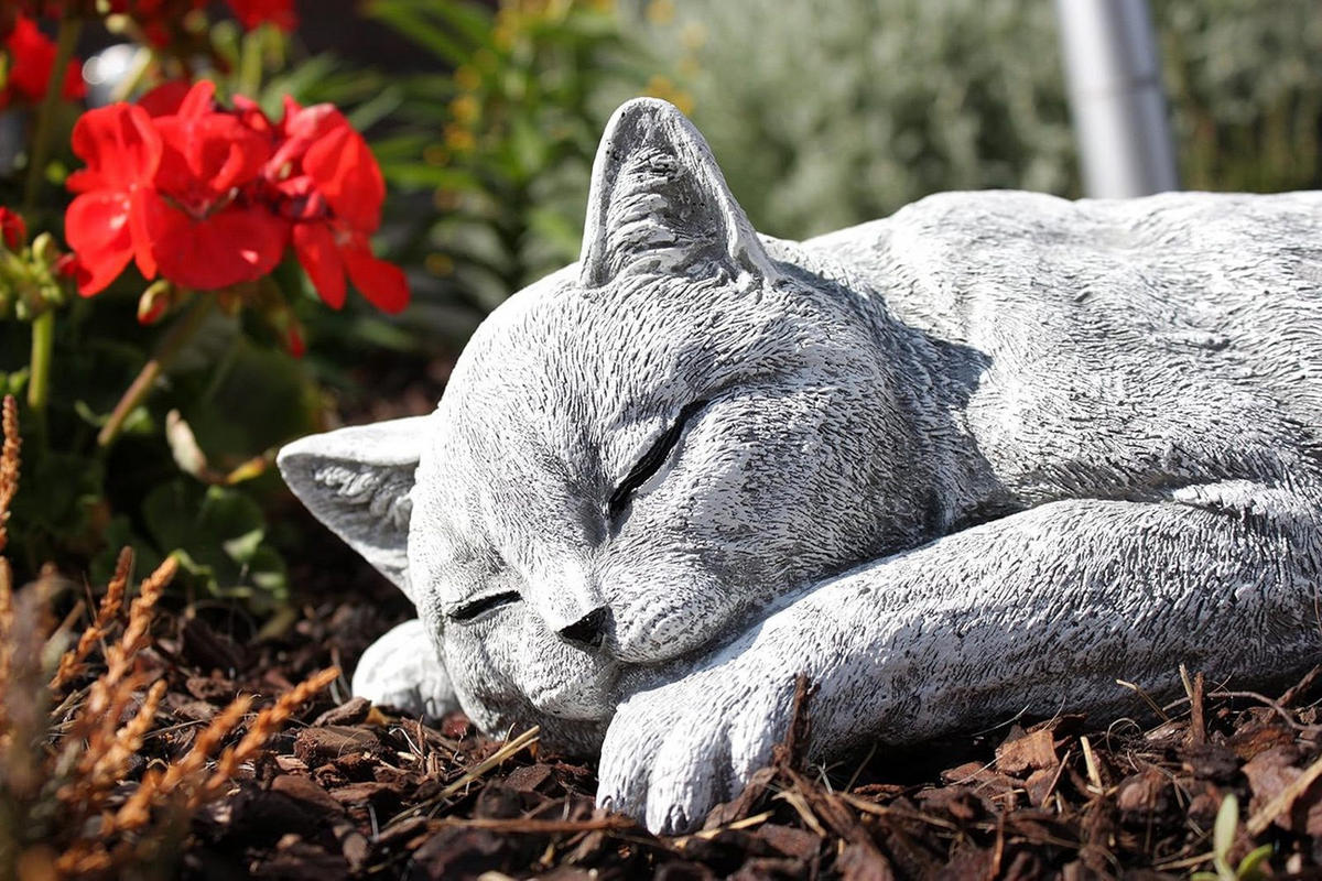 STEINFIGUR gross Katze schlafend - Grau, Stein (38/10/20cm) - stoneandstyle