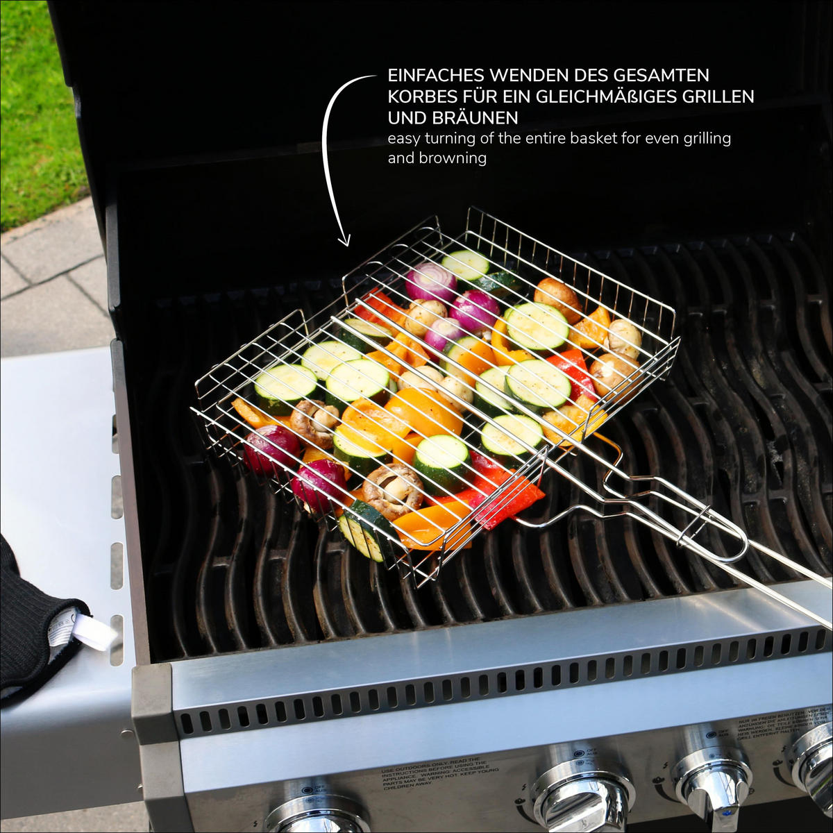 GRILLKORB, silber, Edelstahl - Edelstahlfarben, Metall (61/32.5/6.5cm) - bremermann