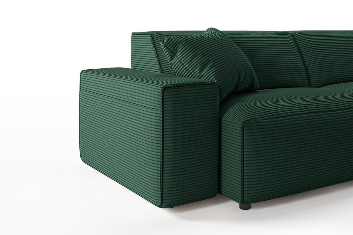 SOFA RANI Smaragdgrün Cord - Smaragdgrün/Schwarz, Kunststoff/Textil (256/71/101cm) - KAWOLA