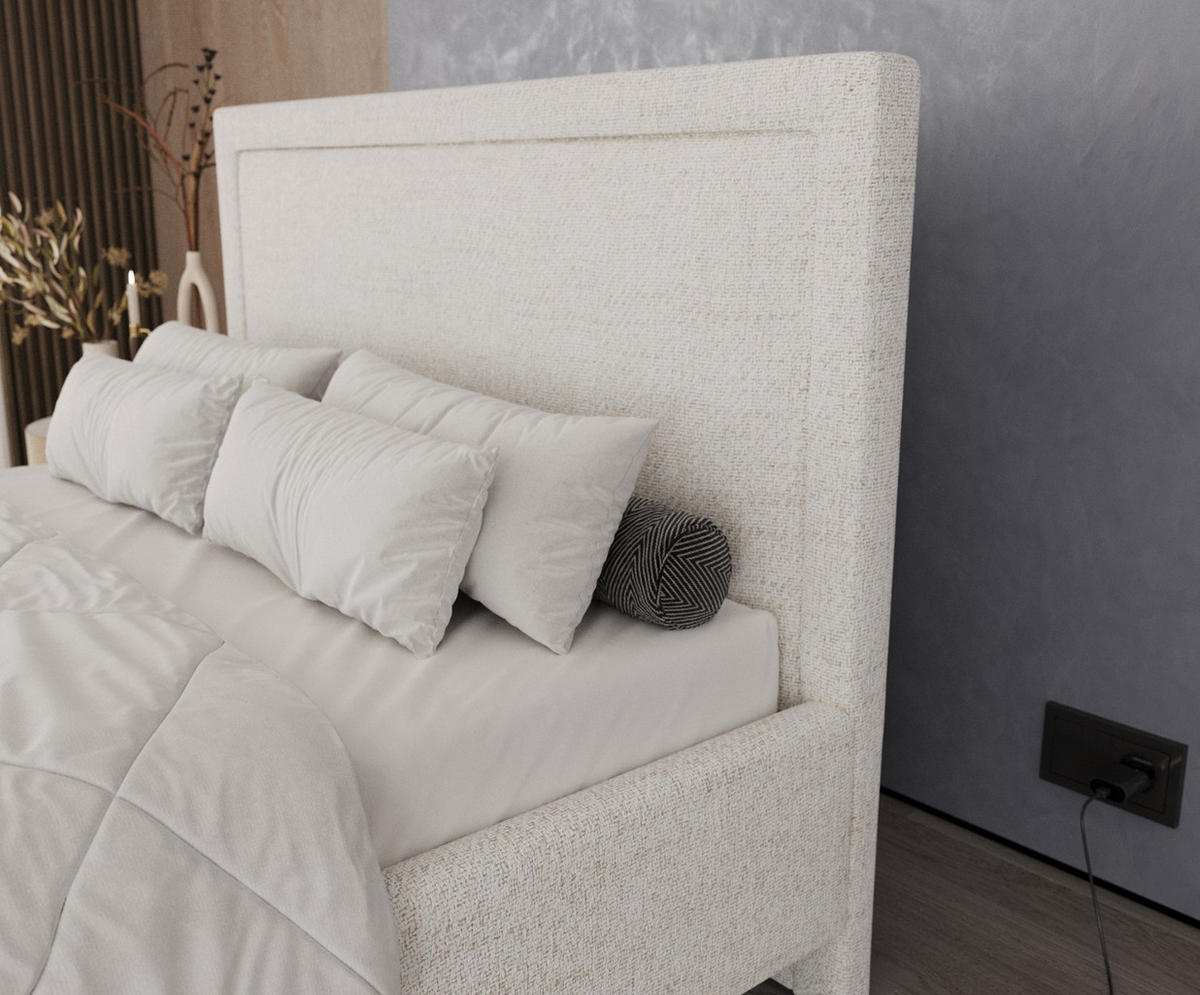 POLSTERBETT Vega 160/200 cm Creme im Neve Stoff - Creme/Naturfarben, Holz/Holzwerkstoff (160/200cm) - AltaBeds