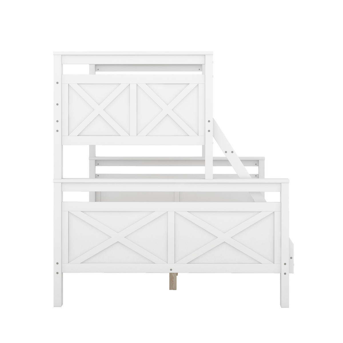 ETAGENBETT 90/200 cm weiß mit Rutsche aus massivem Holz - Weiß, Holz (90/200cm) - OKWISH