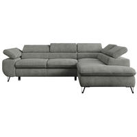 ECKSOFA PETER L Grau Struktur - Rechts Seite - Schwarz/Grau, Textil/Metall (273/208cm) - MKS