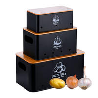 3XAUFBEWAHRUNGSBOX - Schwarz, Holz/Metall - Relaxdays