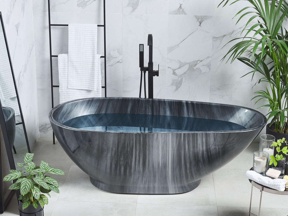 BADEWANNE FREISTEHEND 80x170x58 cm schwarz Rioja - Schwarz, Kunststoff (80/58/170cm) - Beliani