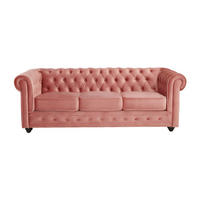 SOFA ohne Schlafmöglichkeit - 3 Personen - Samt, Stoff - Puderrosa - - Hellrosa, Textil (205/72/88cm) - Vente-Unique