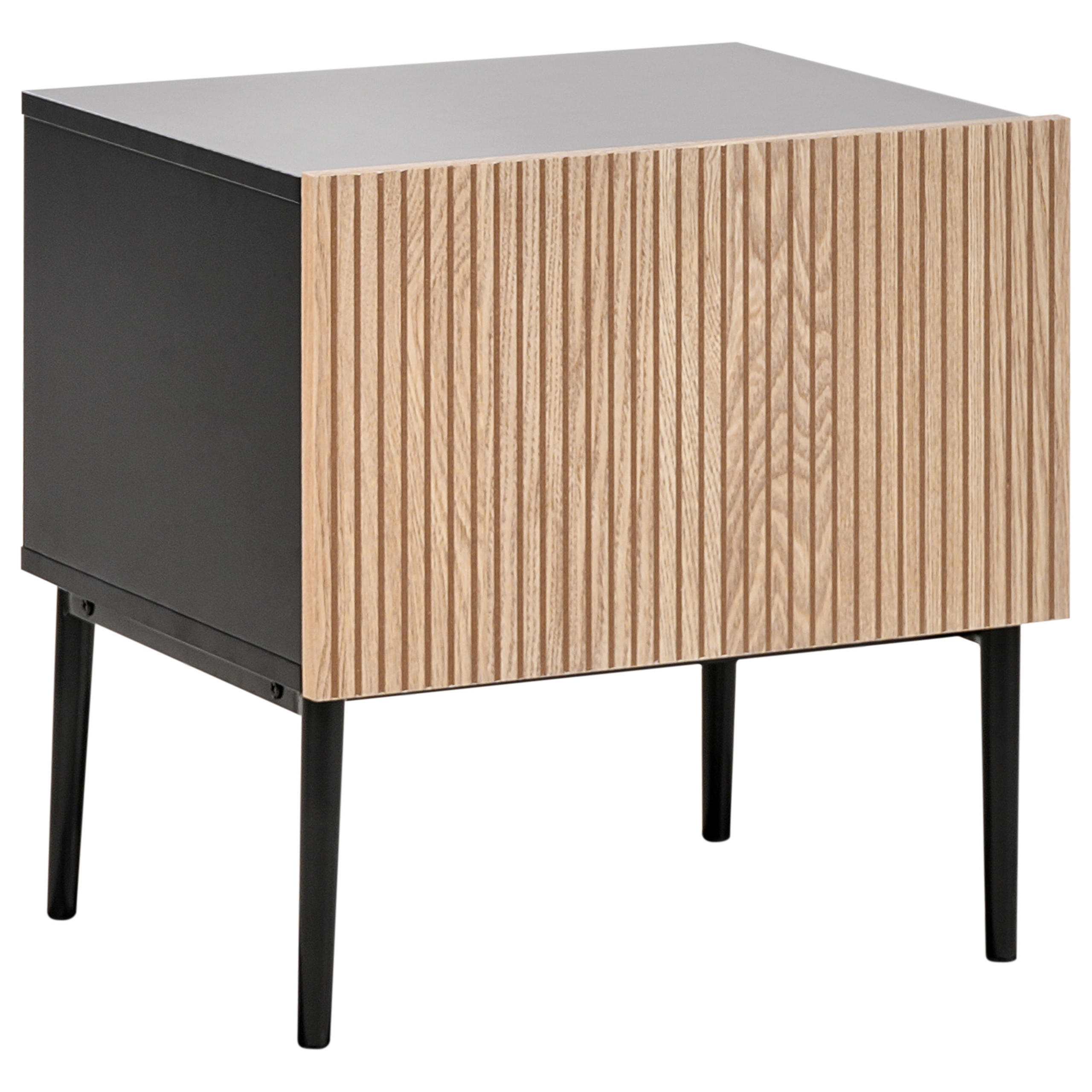 NACHTTISCH Schwarz/Braun Blythe - Schwarz/Braun, Holzwerkstoff (48/50/40cm) - Beliani