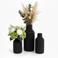 VASER Svarta 3-pack keramik - Svart, Keramik (20cm) - Relaxdays