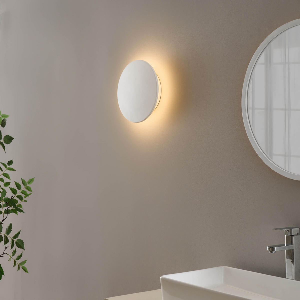 WANDLEUCHTE Lunar, Weiß, 7cm - Weiß, Metall (30/30/7cm) - KOSILUM