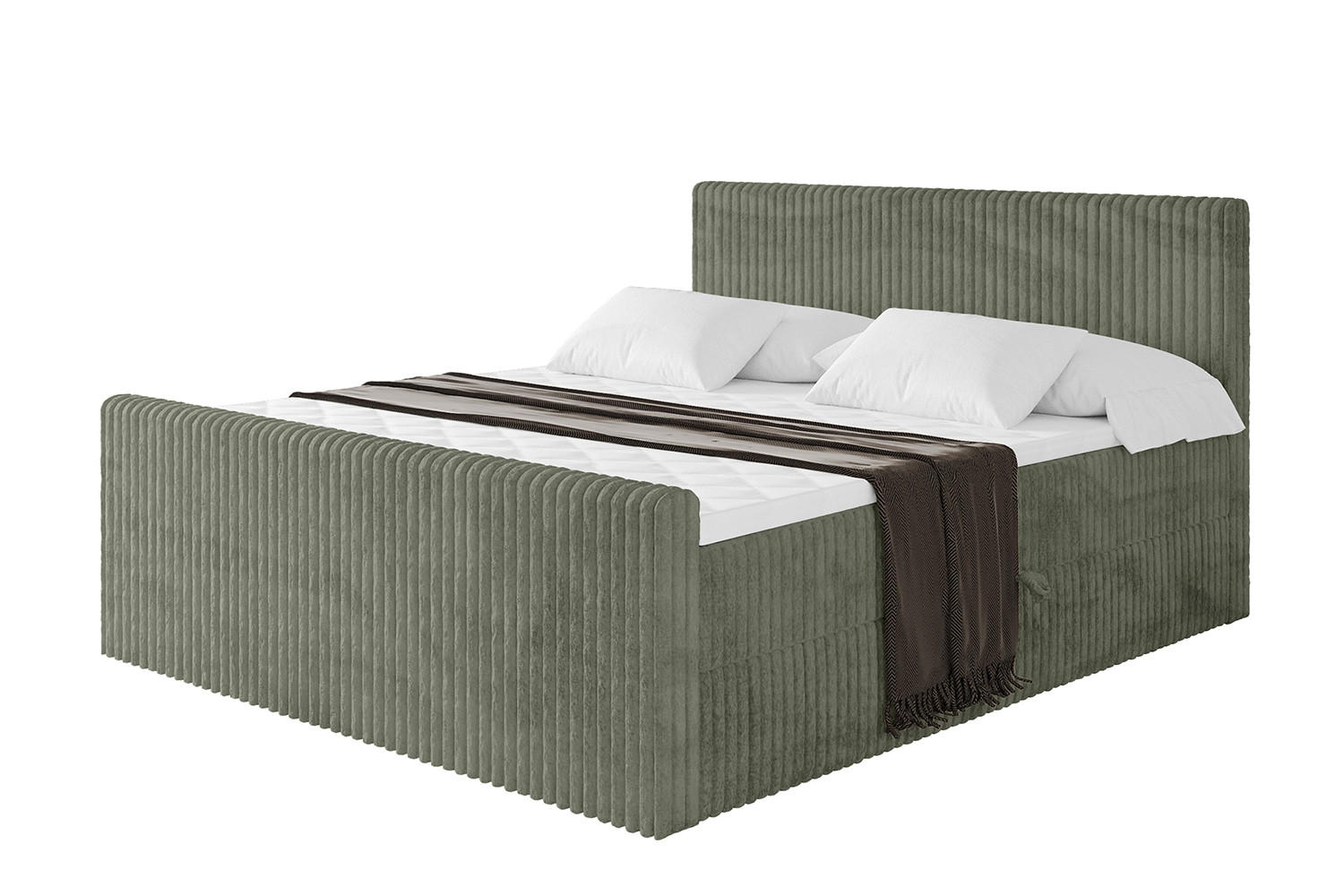 BOXBETT mit Matratze H4 und Lattenrost - TOLO-Z - 140x200 Cord - Olive - Olivgrün, Holzwerkstoff (140/200cm) - ALTDECOR