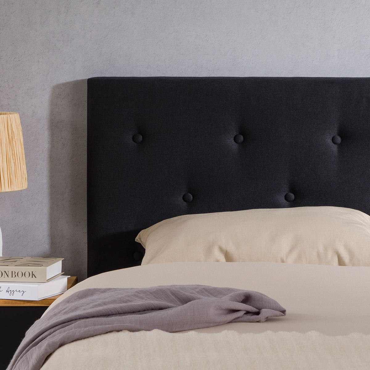 KOPFTEIL LULINE 160X190 CM - Schwarz, Textil (160/92/7cm) - IDIMEX