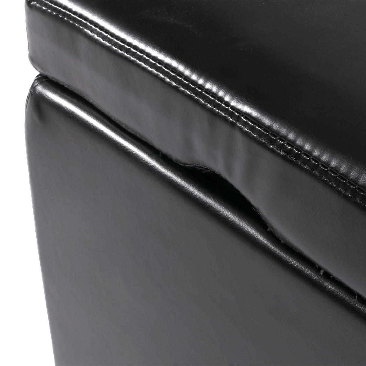 SITZHOCKER Schwarz - Schwarz, Leder (44/45/44cm) - MCW