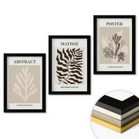 WANDBILDER 3er-Set - 20x30 cm Schwarzer Rahmen - Beige-braune Pflanzenmuster - Schwarz, Kunststoff (20/30cm) - ArtPrintCave