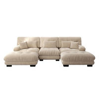 WOHNLANDSCHAFT Hellbraun 313/145/81 cm 3-Sitzer Modular mit Hocker - Cappuccino, Textil (313/81/145cm) - PANGIVO