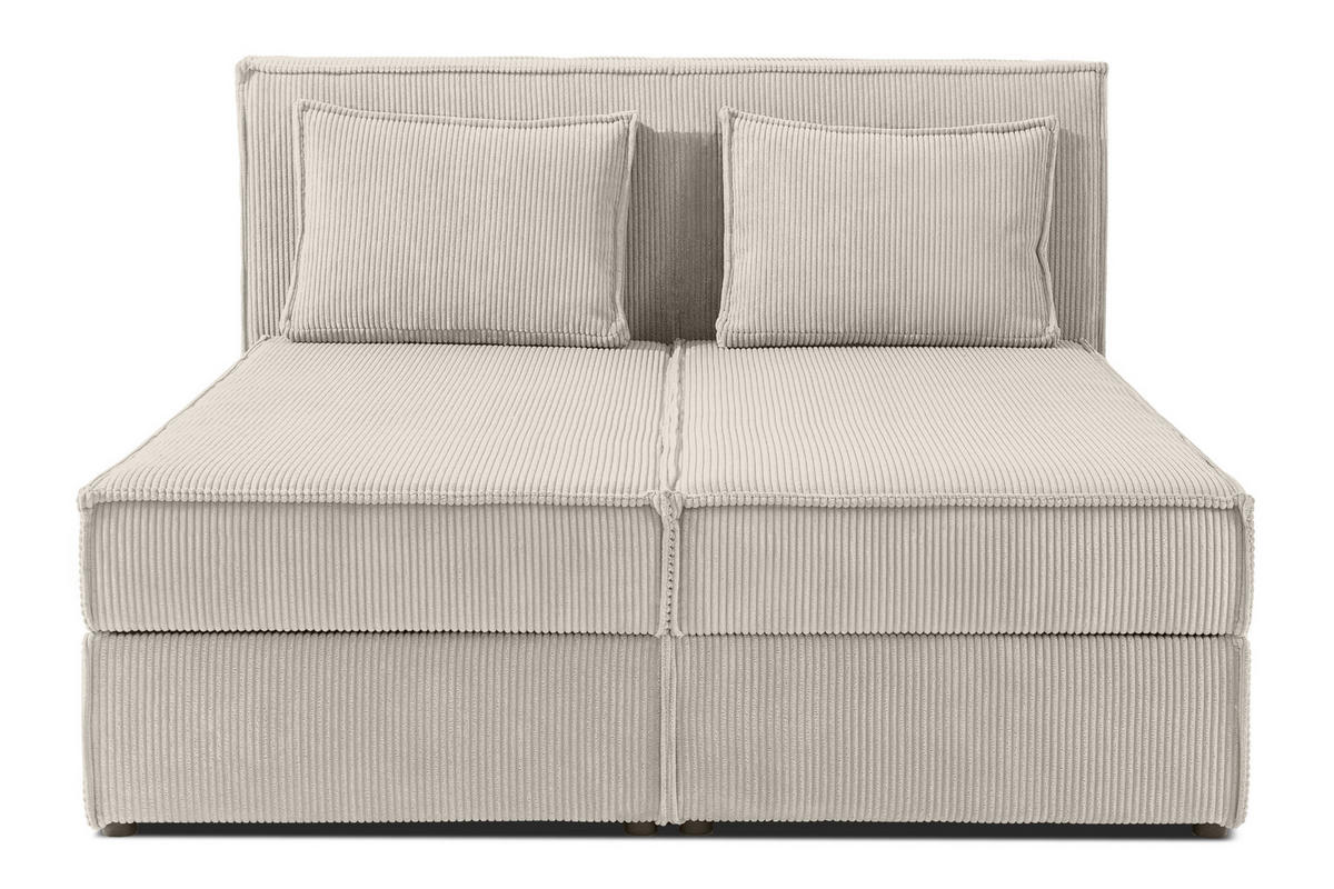 BOXSPRINGBETT ROTI mit Stauraum, cremefarben - Creme/Schwarz, Holz/Holzwerkstoff (140/200cm) - KONSIMO®