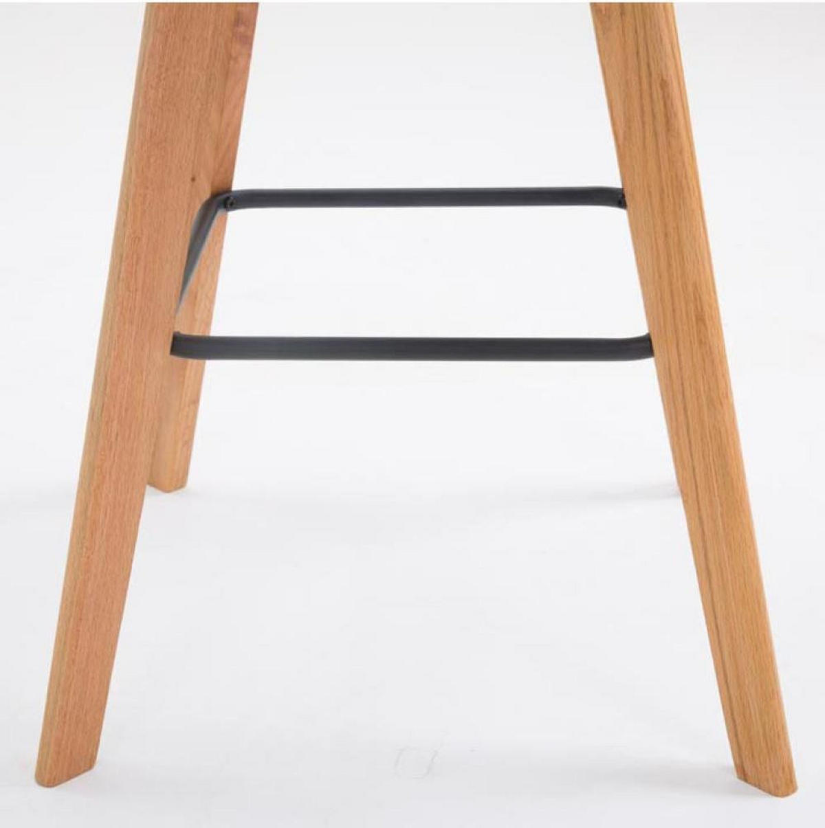 BARHOCKER 2er Set Lederlook weiß - Eukalyptusholzfarben/Weiß, Holz/Textil (48/112/56cm) - CLP
