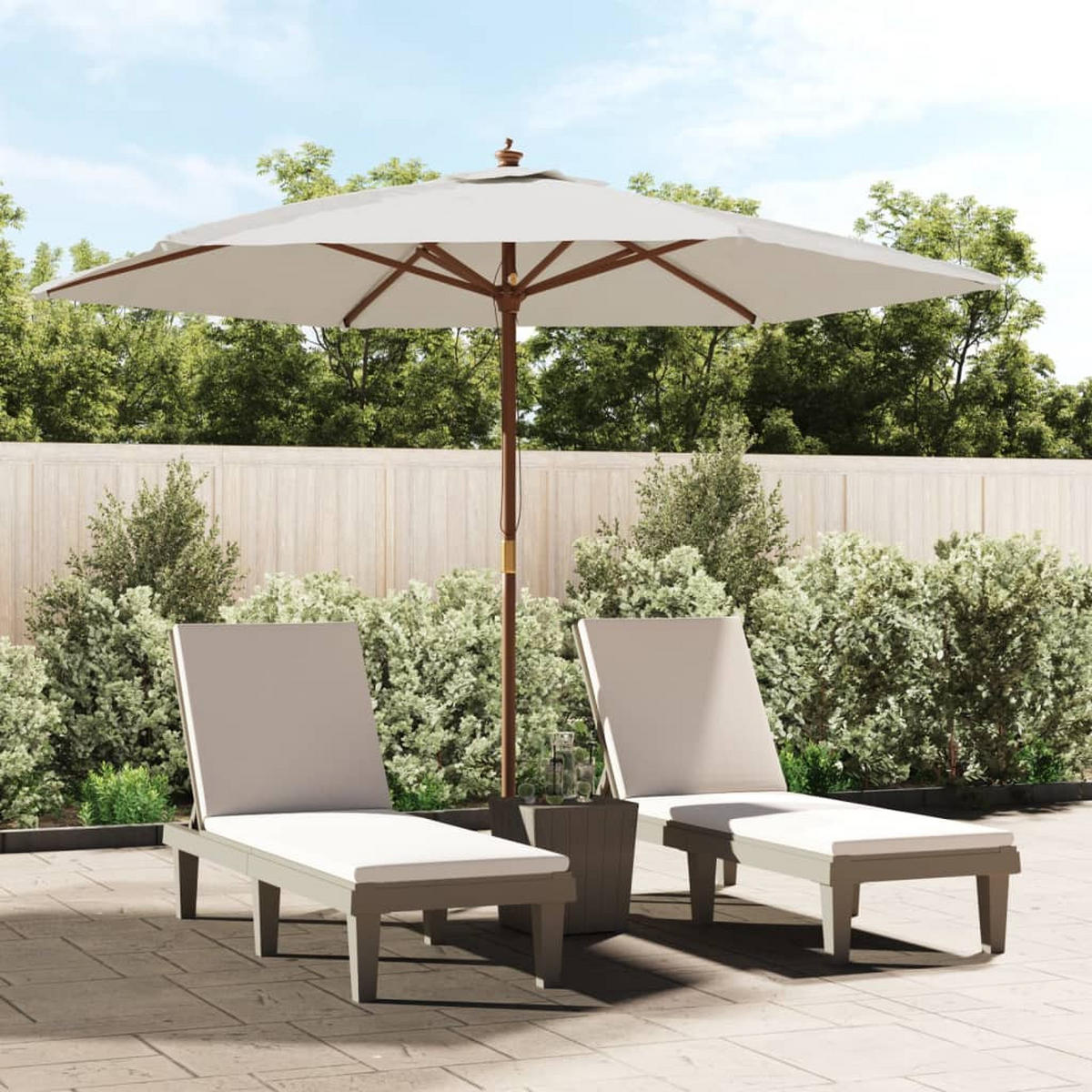 SONNENSCHIRM Mit Holzmast Sandfarben 299/240 Cm - Weiß, Holz (299/299cm) - vidaXL