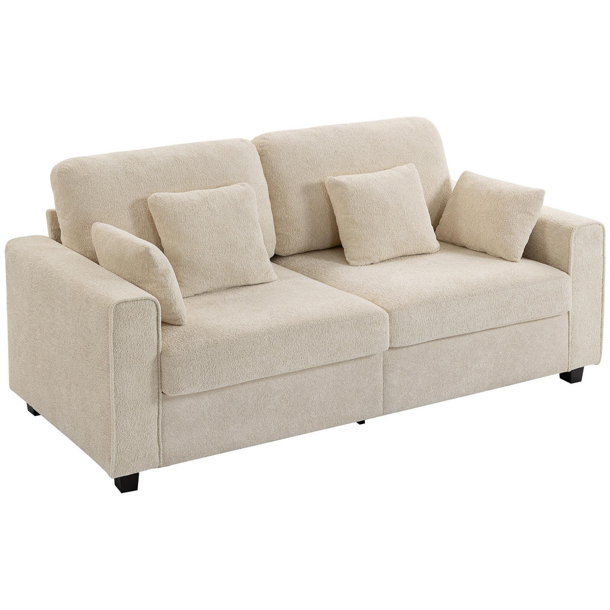 SOFA, 3-Sitzer, Raindrop-Samt, Federkissen, beige - Multicolor, Holzwerkstoff (211.5/90/85cm) - FORIOUS