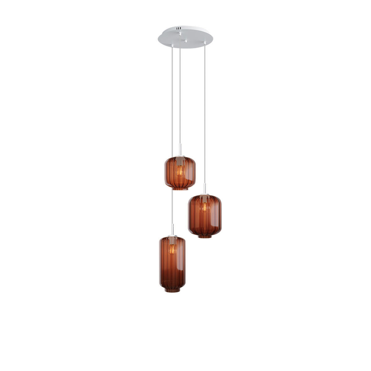GALERIELEUCHTE Velo 3-flammig Braun Ø 18/20/25cm - Braun/Weiß, Glas (25/25/27cm) - s.luce