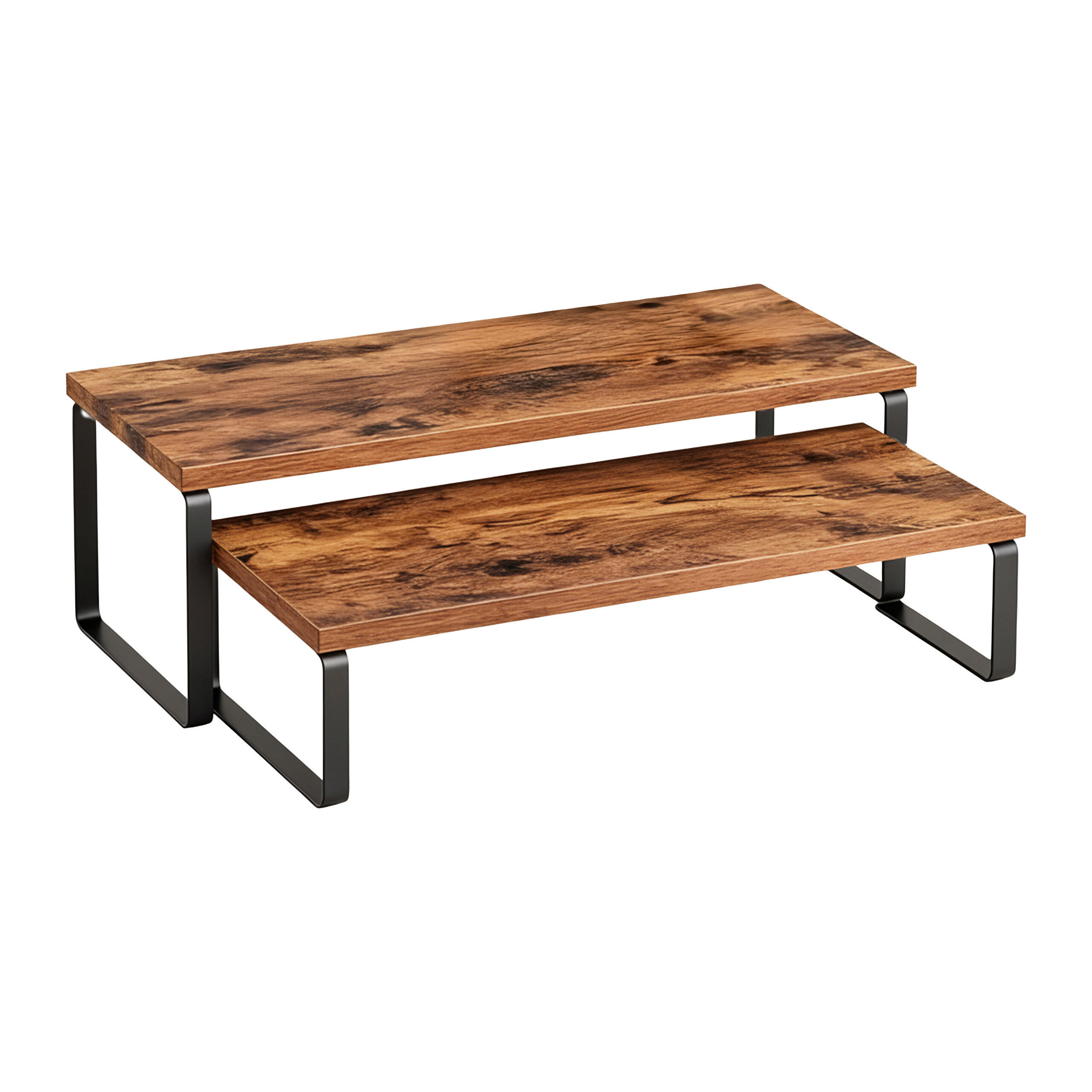 2DÍLNÝ regál - hnědá, kov/kompozitní dřevo (40/16/20cm) - Relaxdays
