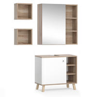 BADMÖBEL-SET Senyo Weiß 3 Teile - Weiß/Sonoma Eiche, Holzwerkstoff (62/54/32cm) - Vicco