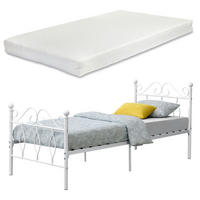 METALLBETT Apolda mit Matratze - Weiß, Textil/Metall (90/200cm) - [en.casa]