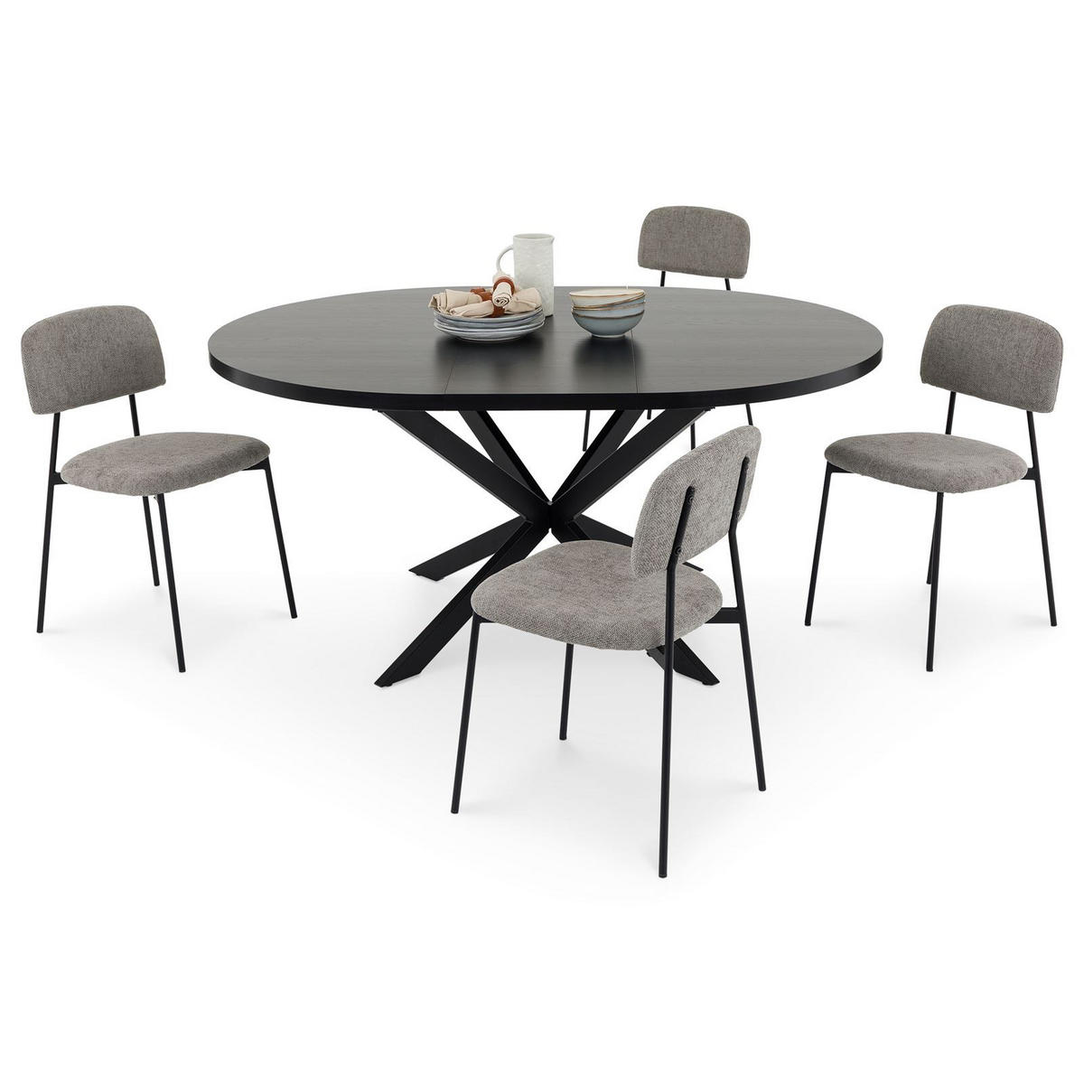 ESSGRUPPE TOLEDO 5er Set schwarz - Schwarz, Holzwerkstoff/Metall - IDIMEX