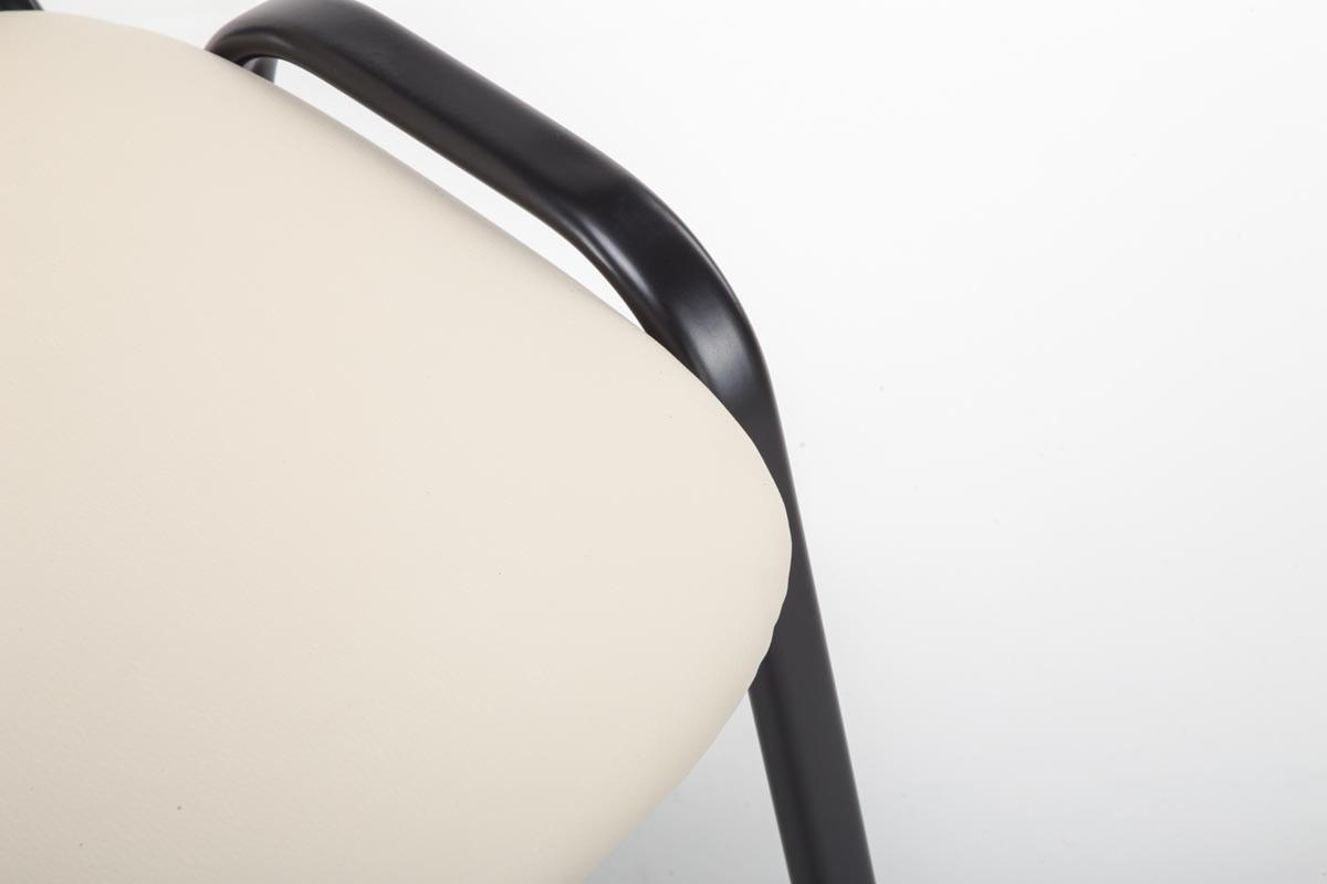BESUCHERSTUHL Keen, Kunstleder mit Gestell Schwarz / Bezug Creme - Schwarz/Naturfarben, Textil/Metall (54/79/48cm) - TPFLiving