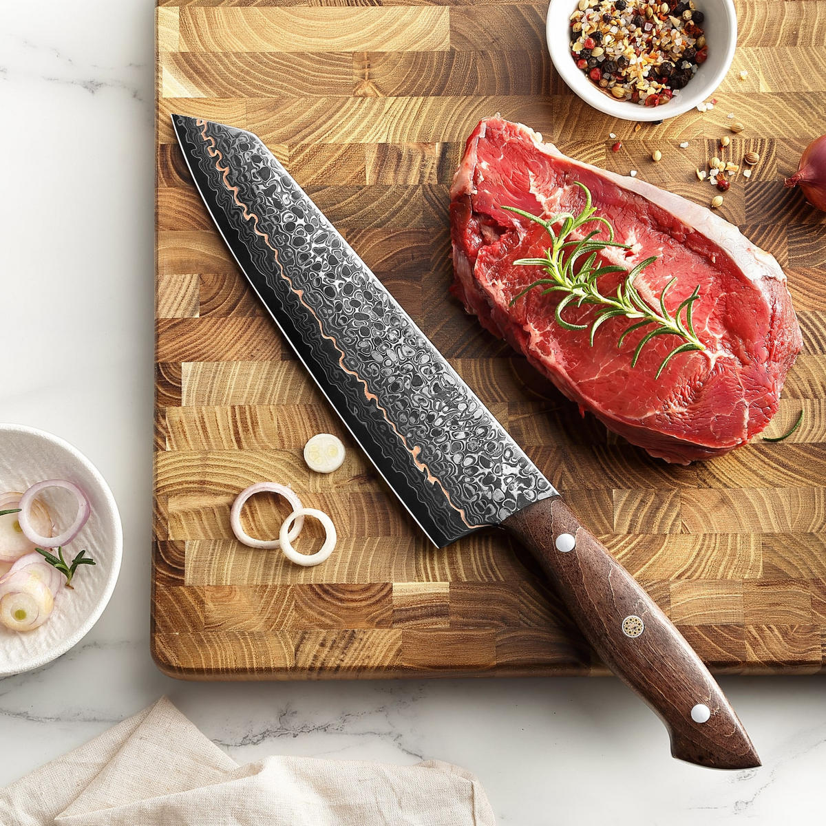 KIRITSUKEMESSER 20 cm - Kupferfarben, Holz/Metall (1cm) - Wakoli