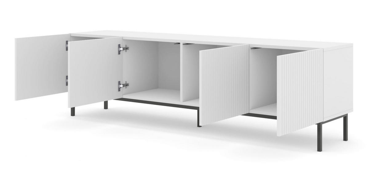 TV LOWBOARD Weiß, Weiß, Schwarz 200/58/42 - Schwarz/Weiß, Holzwerkstoff (200/58/42cm) - RAUMHIRSCH FURNITURE