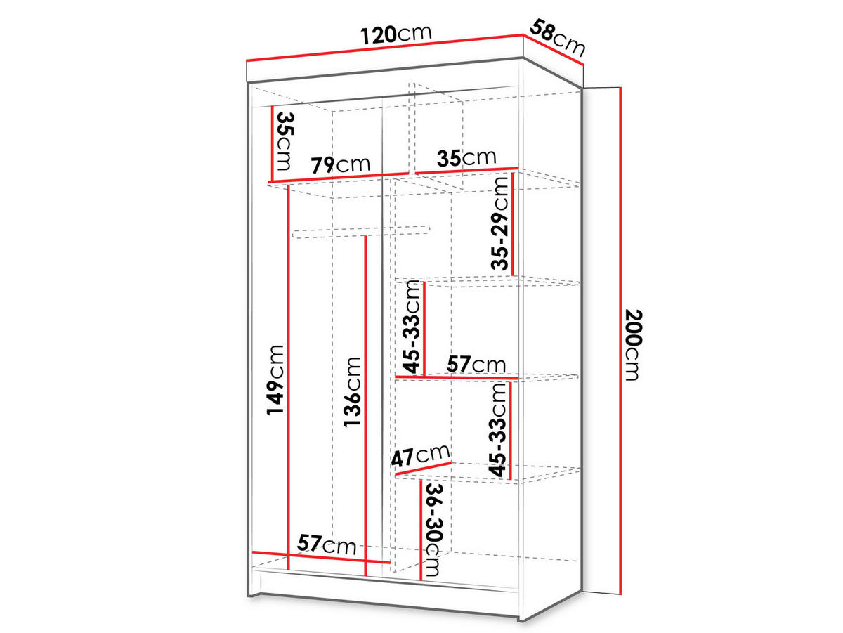 SCHIEBETÜRENSCHRANK Infinity III 120 - Nussbaumfarben/Schwarz, Holzwerkstoff/Kunststoff (120/200/58cm) - MIRJAN24