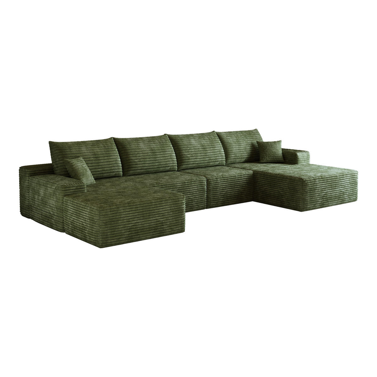 WOHNLANDSCHAFT DE-34857 U-Form 3-Sitzer Chaiselongue rechts Grün - Grün, Textil (175/83/270cm) - ComfortXL