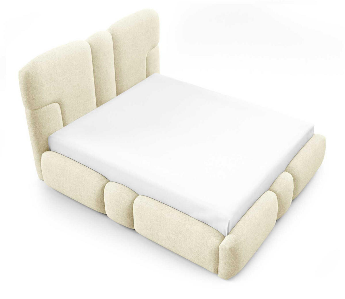 POLSTERBETT 180x200 Safron mit LED, Metall-Lattenrost, Creme - Creme, Holz/Textil (180/200cm) - Emporius