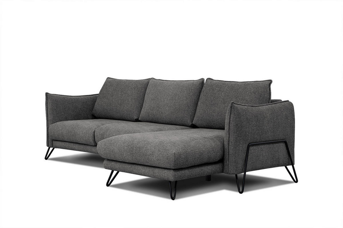 ECKSOFA HOSTEN 4-Sitzer, anthrazit - Anthrazit/Schwarz, Holzwerkstoff/Textil (269/158cm) - Courtois Laville