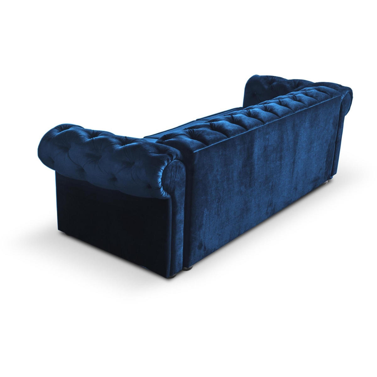 SCHLAFSOFA Chester 3-Sitzer, im Chesterfield-Stil, Dunkelblau - Wengefarben/Dunkelblau, Textil (252/82/92cm) - Beautysofa