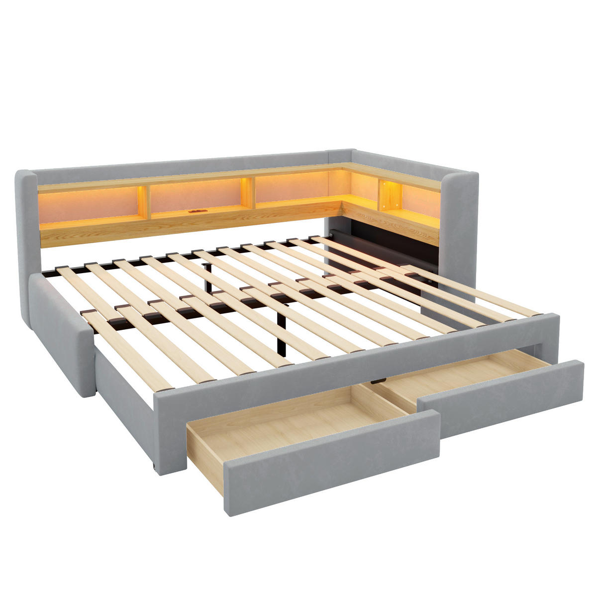 AUSZIEHBETT 90/180/200 cm, DE-41720, in Grau - Grau, Metall (90/200cm) - ComfortXL
