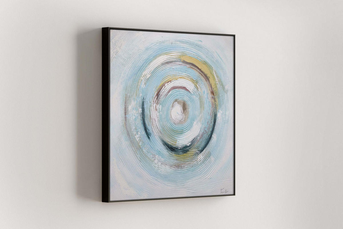 ACRYLBILD HANDGEMALT 80/80 cm - Blau/Weiß, Holz/Textil (80/80cm) - KUNSTLOFT