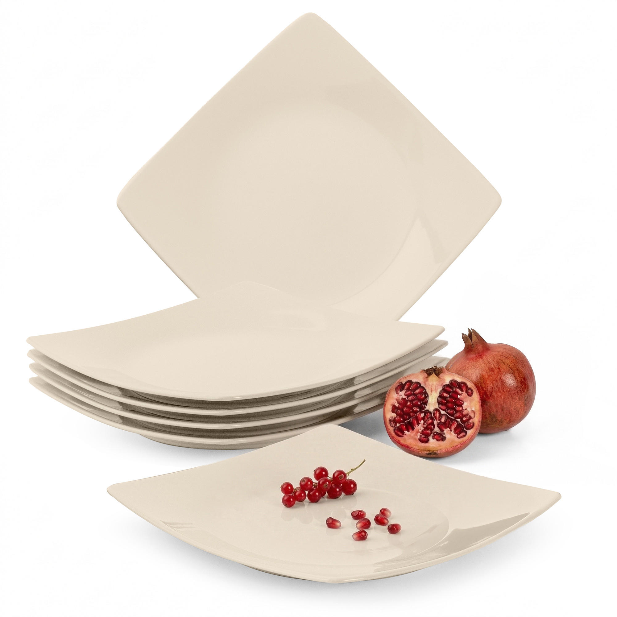 TELLERSET EPIRI Speiseteller 6 Personen 6-tlg - Beige, Keramik (25cm) - KONSIMO®