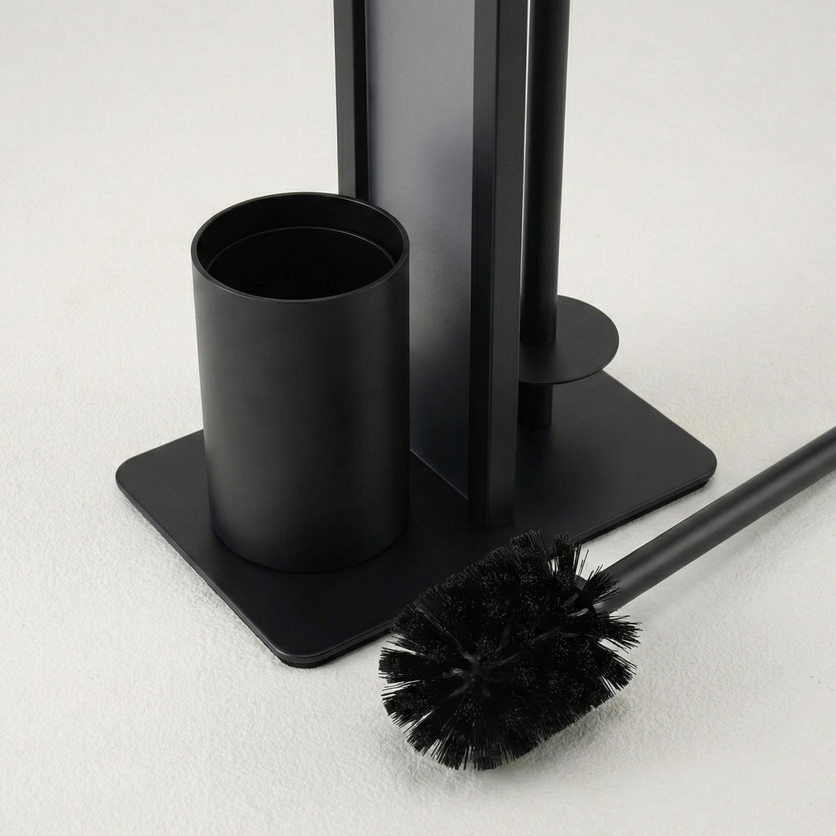 PAPIERSTÄNDER STILK mit Bürstenbehälter und Handyablage HYLA - Schwarz, Metall (18/65/21cm)