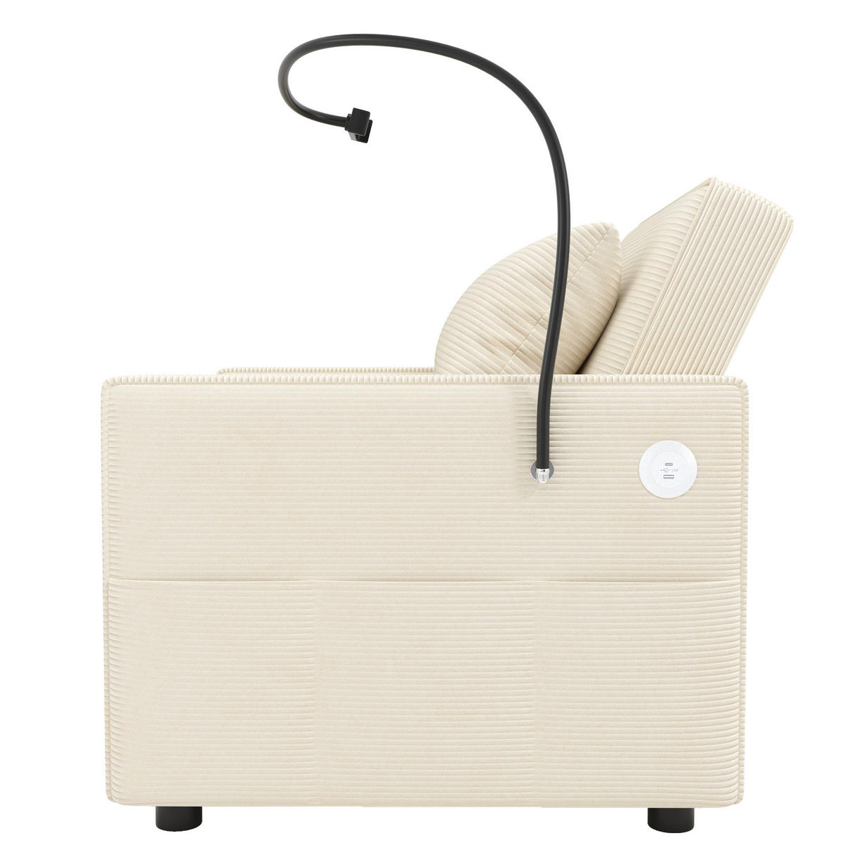 SCHLAFSOFA multifunktional 93 x 150 x 85 cm Cord Beige 1-Sitzer - Beige, Metall (150/85/93cm) - Meubliv