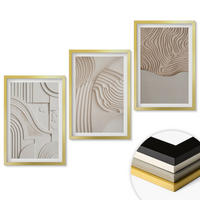 WANDBILDER 3er Set - 40x60 cm Goldrahmen - Abstrakte Muster beige weiß - Goldfarben, Kunststoff (40/60cm) - ArtPrintCave