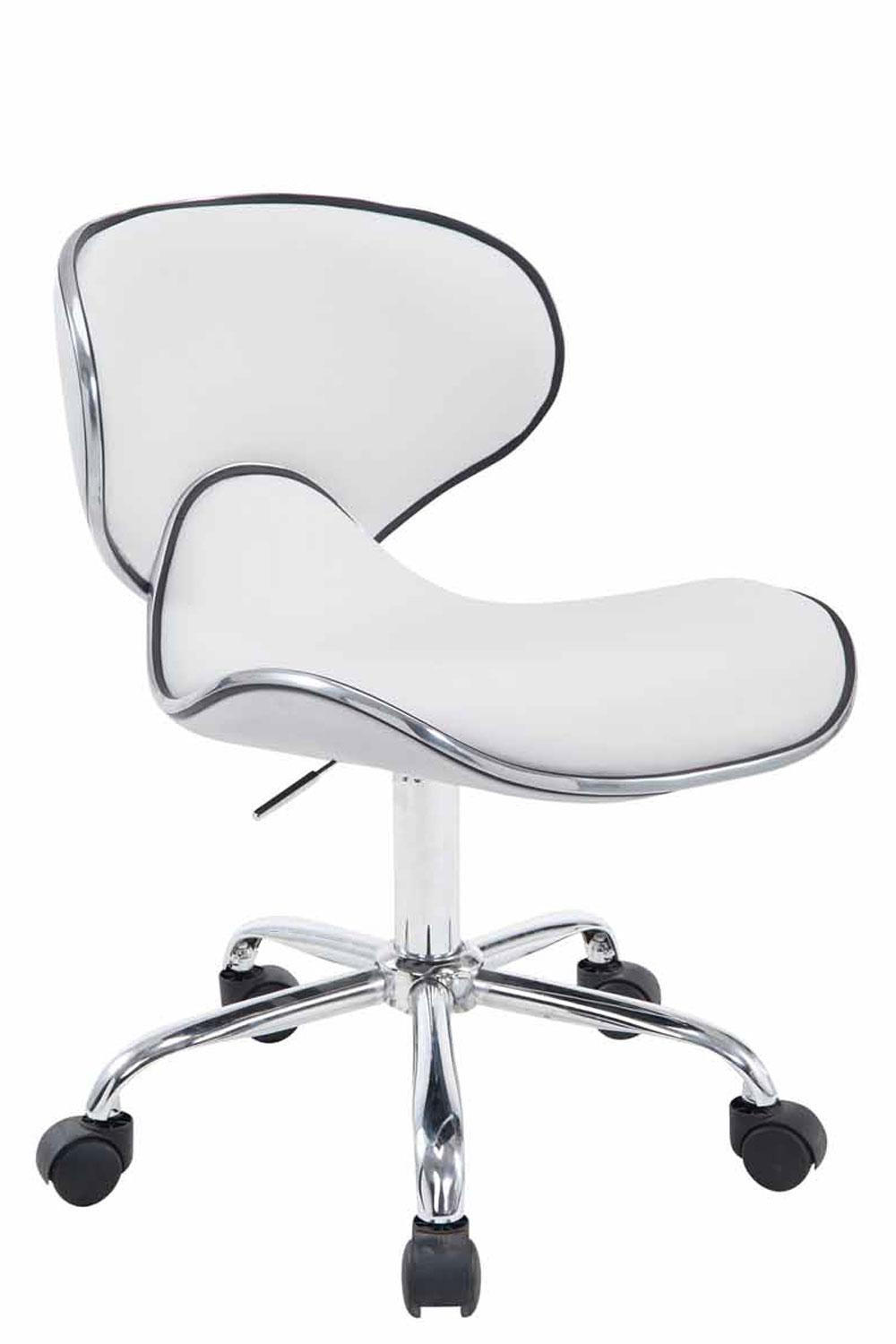HOCKER Lederlook weiß - Chromfarben/Weiß, Textil/Metall (47/71/50cm) - CLP