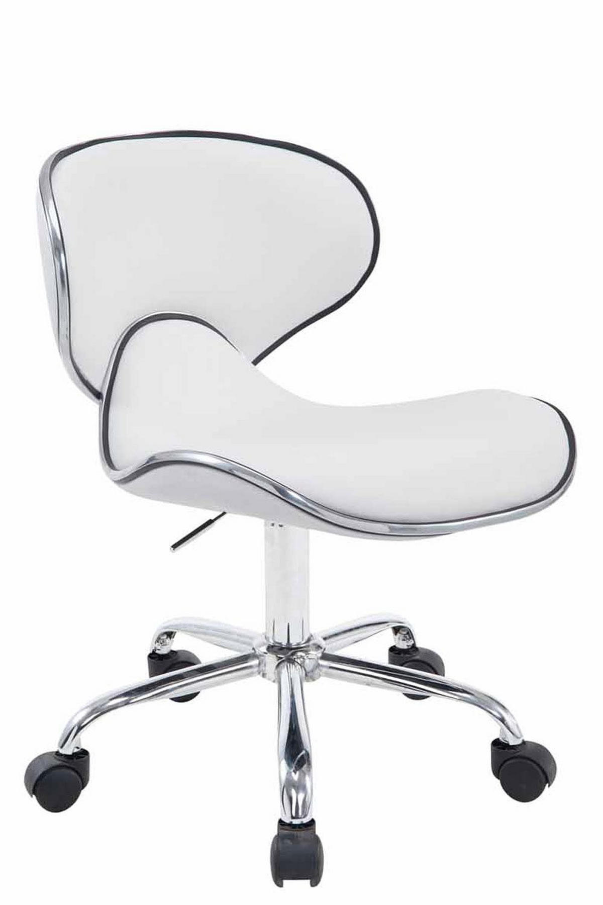 HOCKER Lederlook weiß - Chromfarben/Weiß, Textil/Metall (47/71/50cm) - CLP