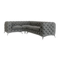 ECKSOFA Chesterfield Laura Grau Samt - Silberfarben/Grau, Holz/Textil (264/204cm) - S-Style Möbel