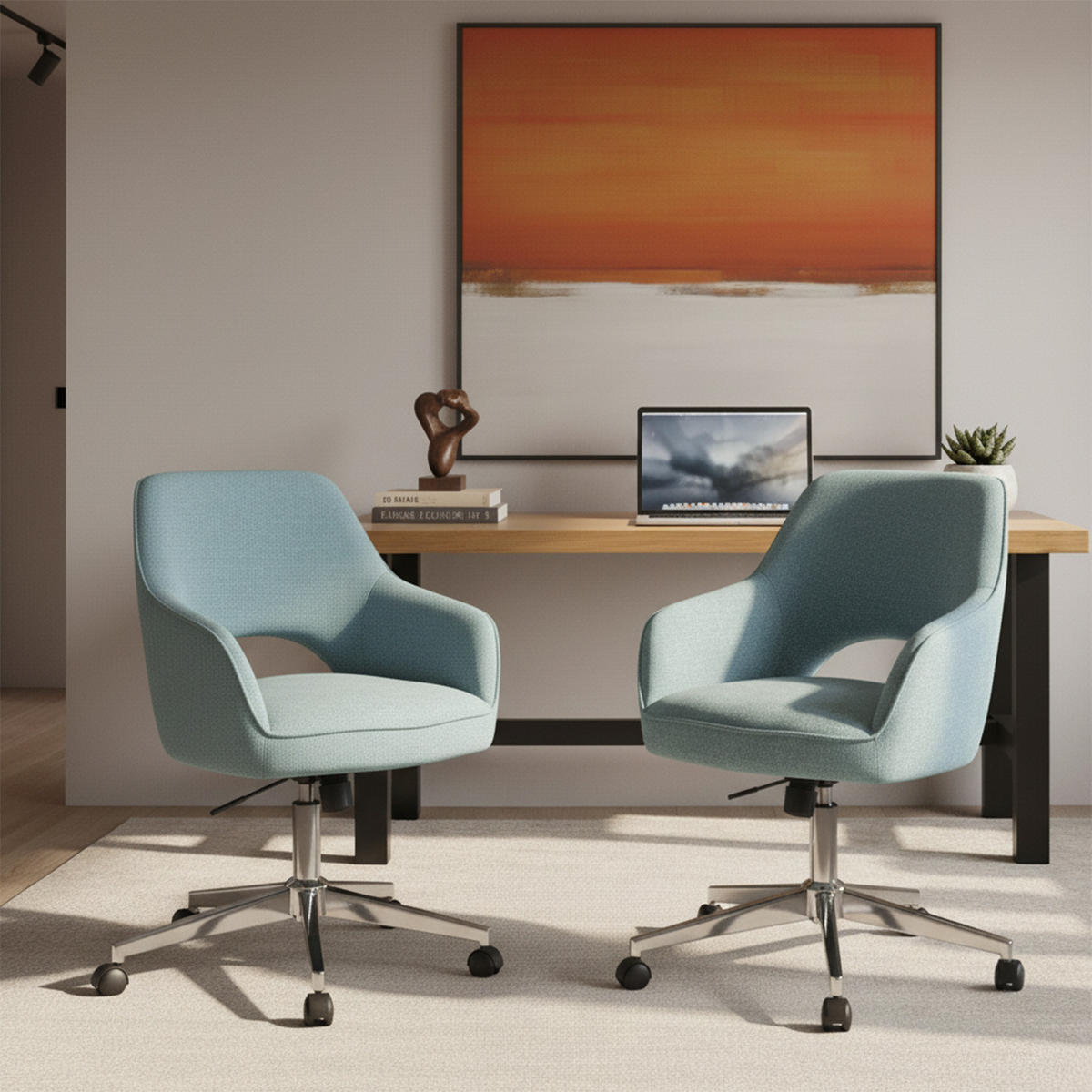 BÜROSTUHL Mika-Faro - Chromfarben/Hellblau, Textil/Metall (60/84/65cm) - DUBI Möbel