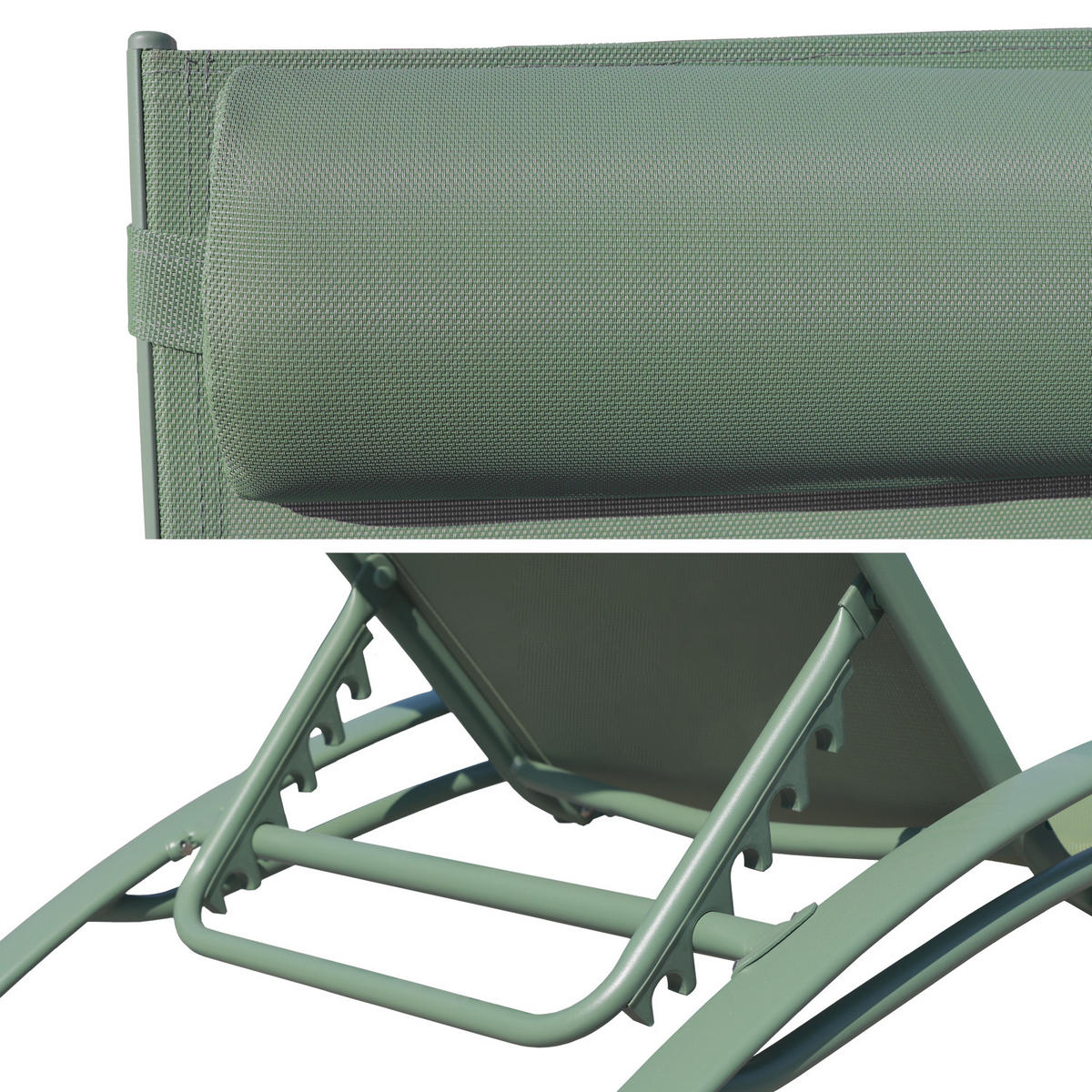 LIEGESTÜHLE Galapagos Salbeigrün und Salbeigrün 2er-Set - Grün, Metall (63/82/173.5cm) - Happy Garden