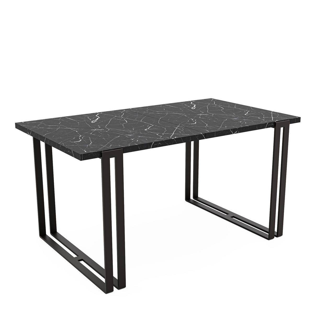 TISCH ausziehbar aus MDF, Schwarz - Schwarz, Holzwerkstoff (160/80/76cm) - Idohome
