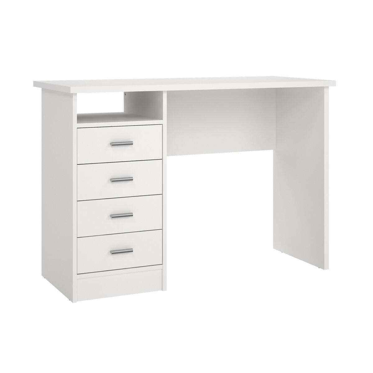 62. SCHREIBTISCH mit 4 Schubladen function 110/48,5/76 cm - Weiß, Holzwerkstoff (110/48.5/76cm) - Calicosy