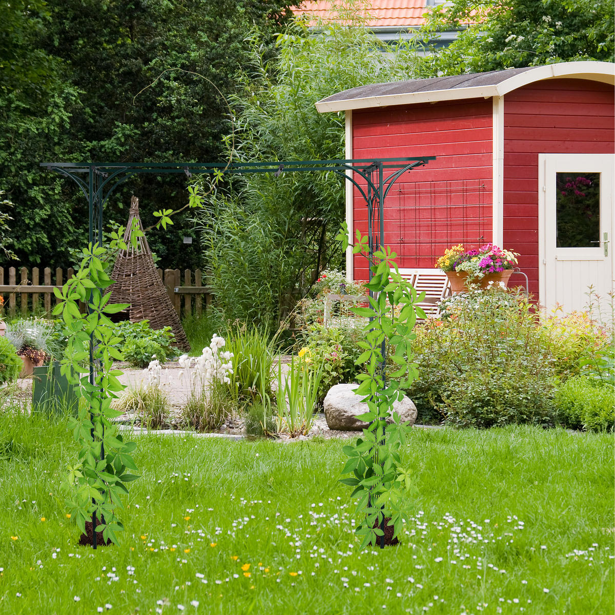 ROSENBOGEN - Dunkelgrün, Metall (202/205/52cm) - Relaxdays