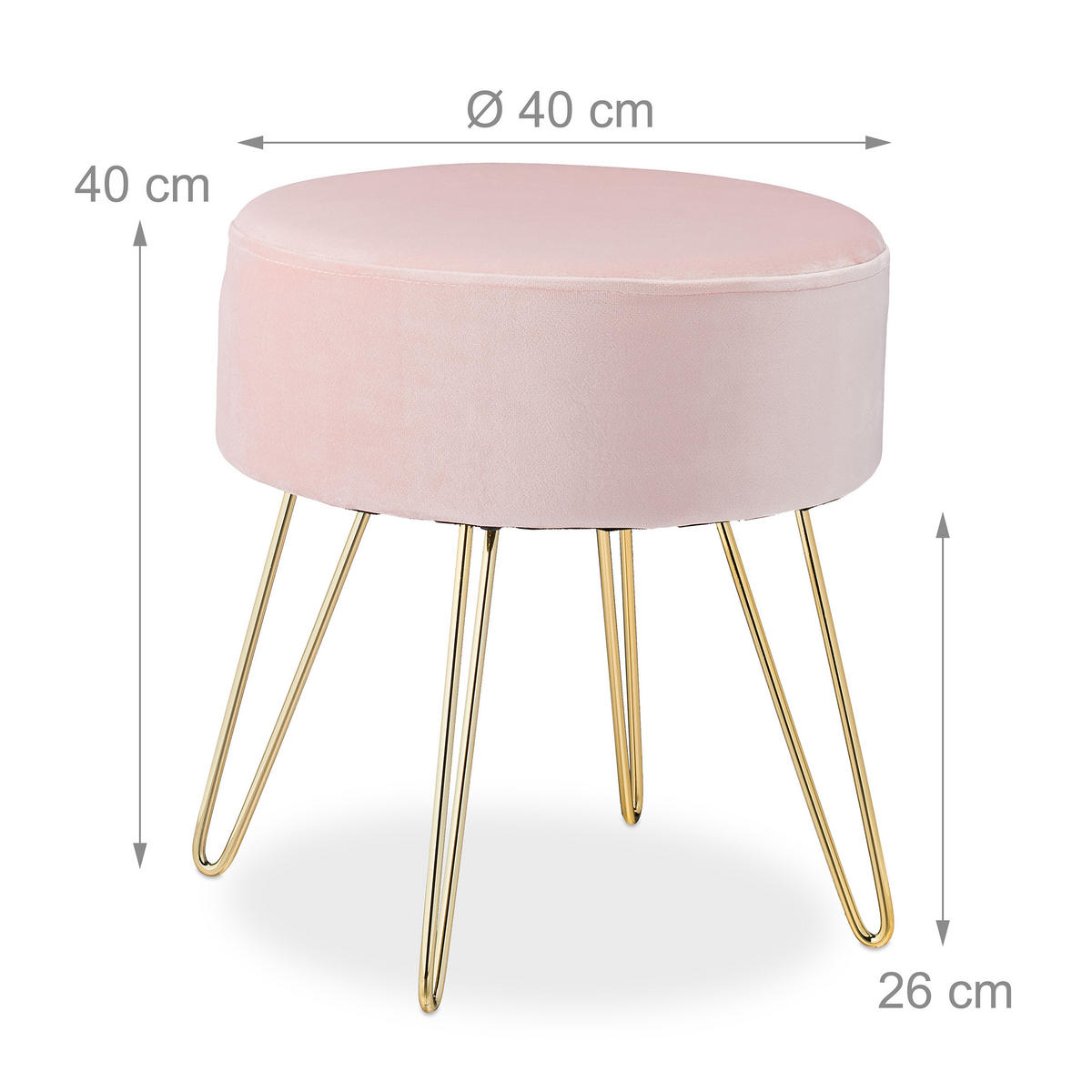 SAMTHOCKER - Rosa, Holzwerkstoff/Textil (40/40/40cm) - Relaxdays