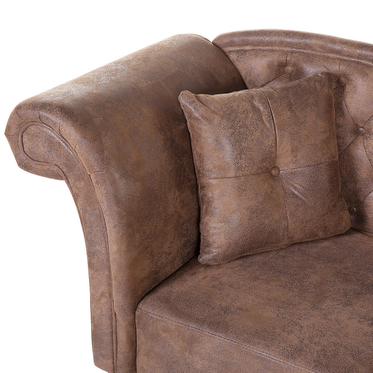 CHAISELONGUE Kunstleder hellbraun linksseitig Lattes - Braun, Kunststoff/Textil (188/87/59cm) - Beliani